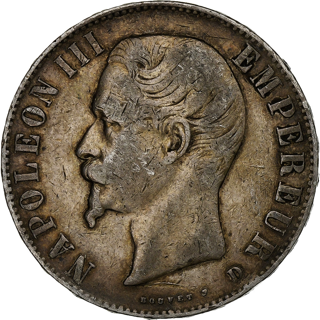 Frankrijk Napoleon III 5 Francs 1856 Lyon Zilver FR Gadoury734 Le