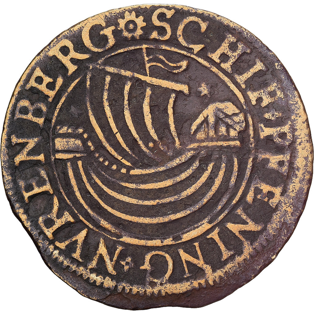 France Token Jeton de Compte à la nef Brass Hans Krauwinckel EF(40