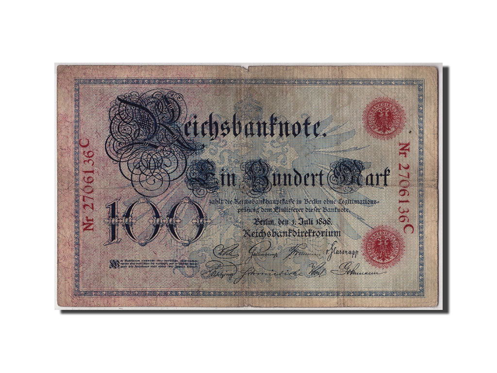 Billet De Banque 100 Reichsmark – Reichsbanknote Berlin 1898 – Empire Allemand – Occasion Collection