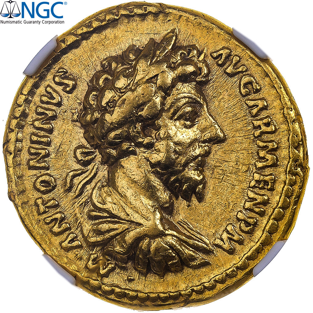 Marcus Aurelius Aureus 163-164 Rome Gold NGC Ch VF 4/5-2/5 RIC:116