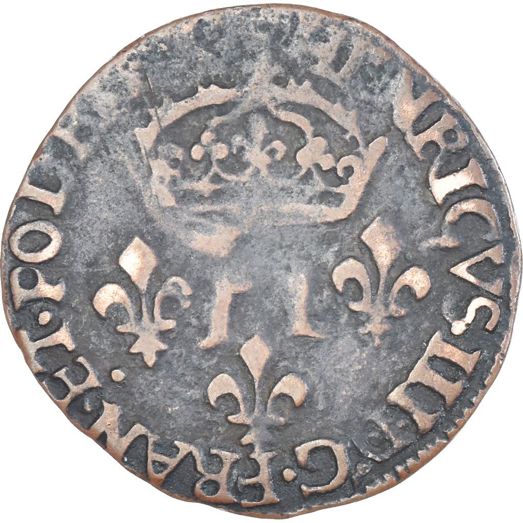 RARE DOUBLE SOL parisis d'Henri III du 2ème type 1588 N (Montpellier