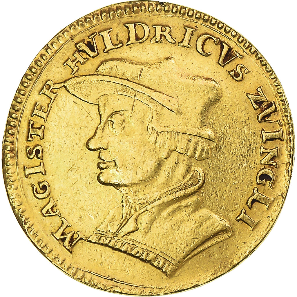 Coin Switzerland Ducat 1719 Zürich Ulrich Zwingli AU(5558) Gold KMM1