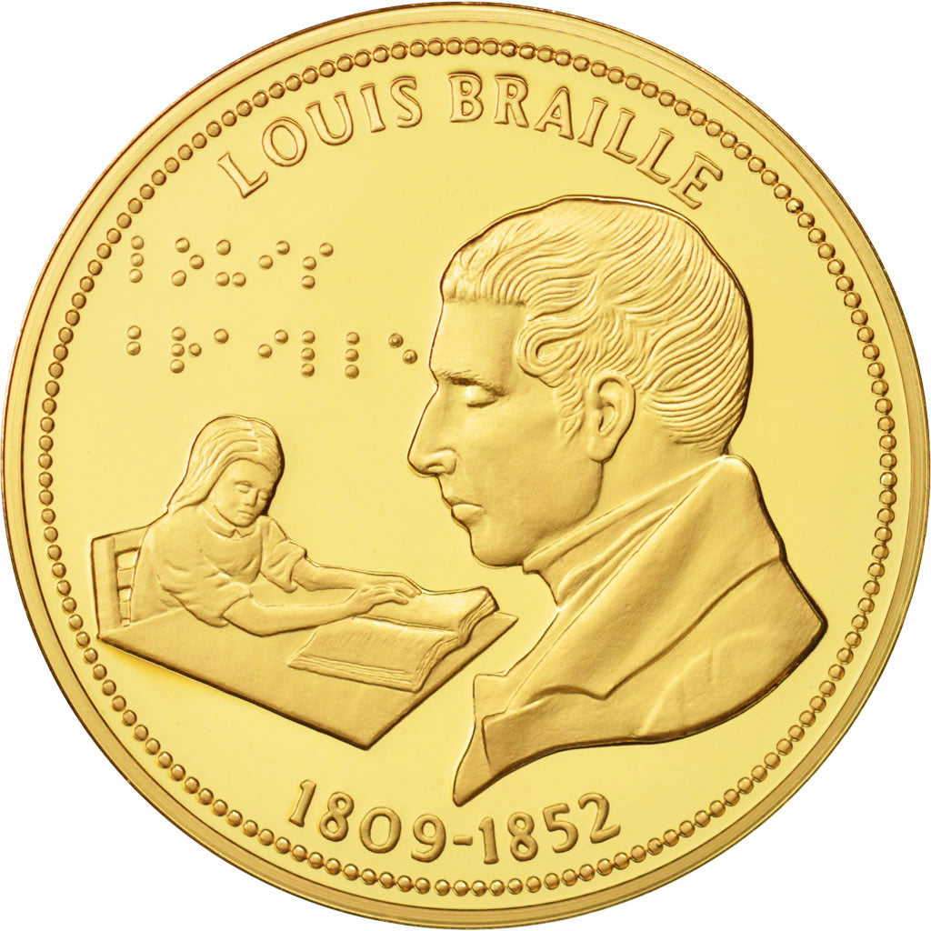 France Medal Louis Braille History MS(63) Vermeil