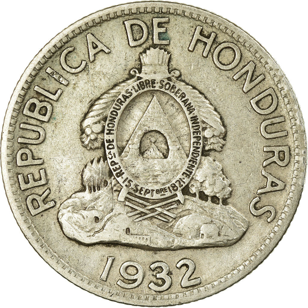 Moneda Honduras Lempira 1932 Philadelphia U.S.A. BC+ Plata KM:75 ...