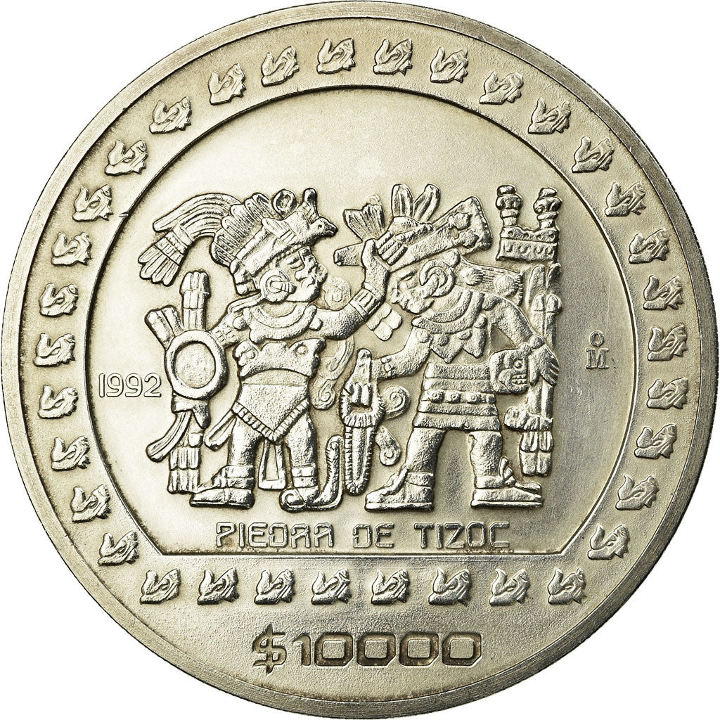 Moneta Mexico 10000 Pesos 1992 Mexico City AU(55-58) Srebro KM:557 –  Numiscorner.com