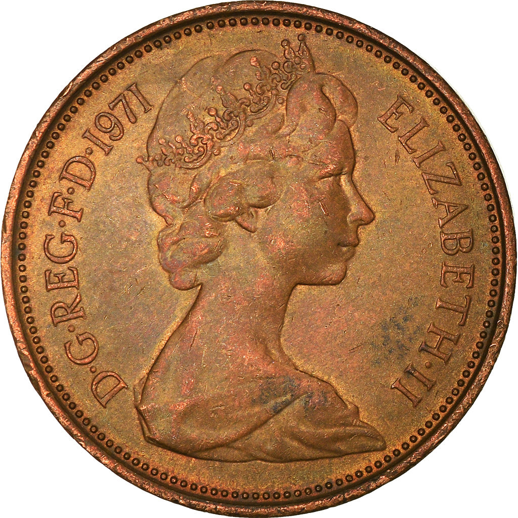 Moeda Grã-Bretanha Elizabeth II 2 New Pence 1971 AU(50-53) Bronze