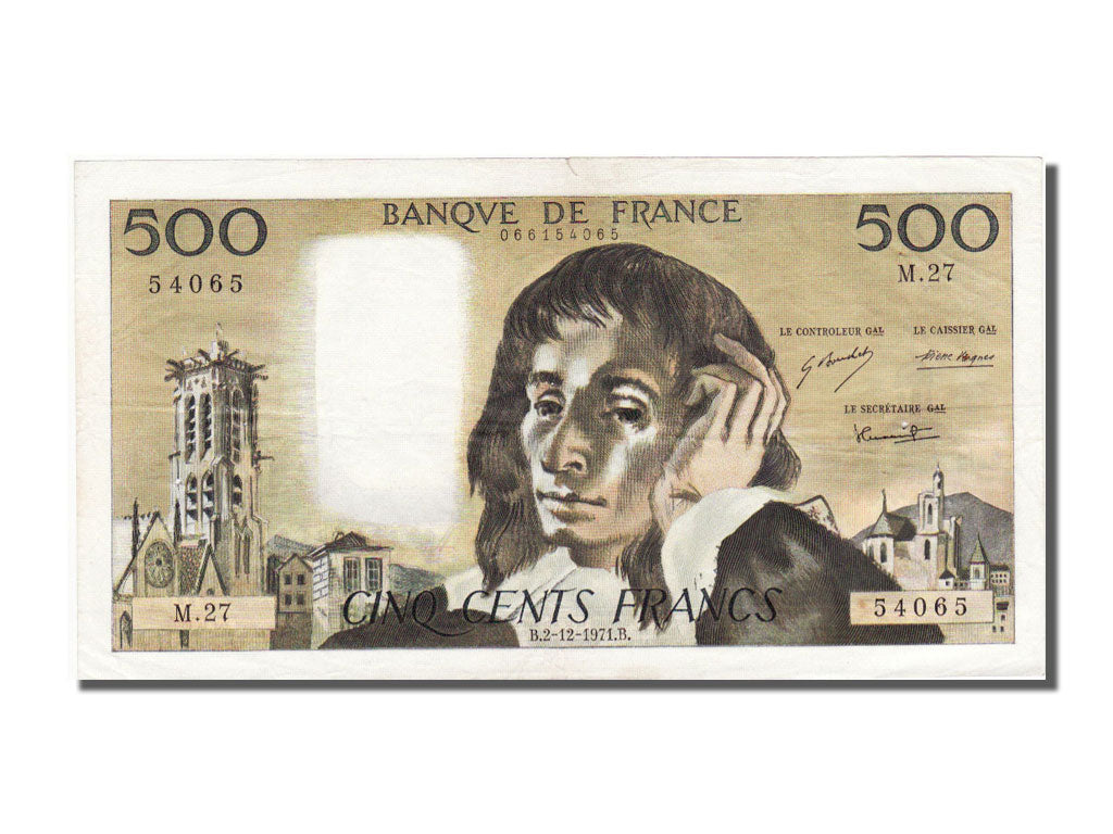 Banknote, France, 500 Francs, 500 F 1968-1993 ''Pascal'', 1971, 1971-12-02