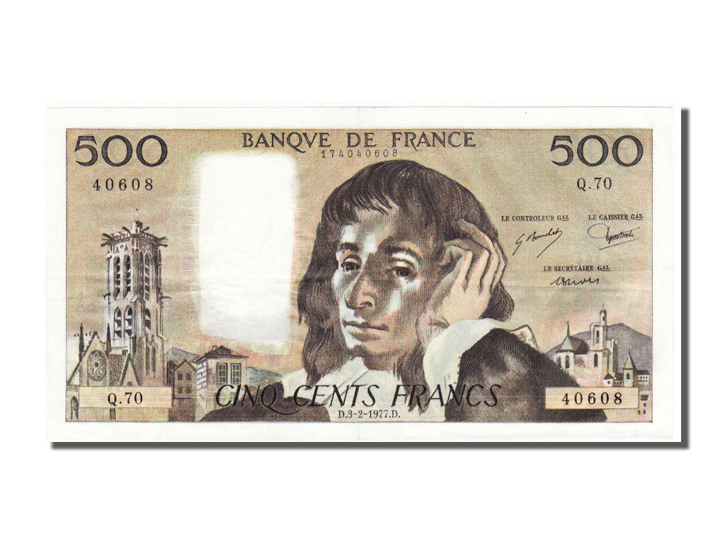 Banknote, France, 500 Francs, 500 F 1968-1993 ''Pascal'', 1977, 1977-02-03