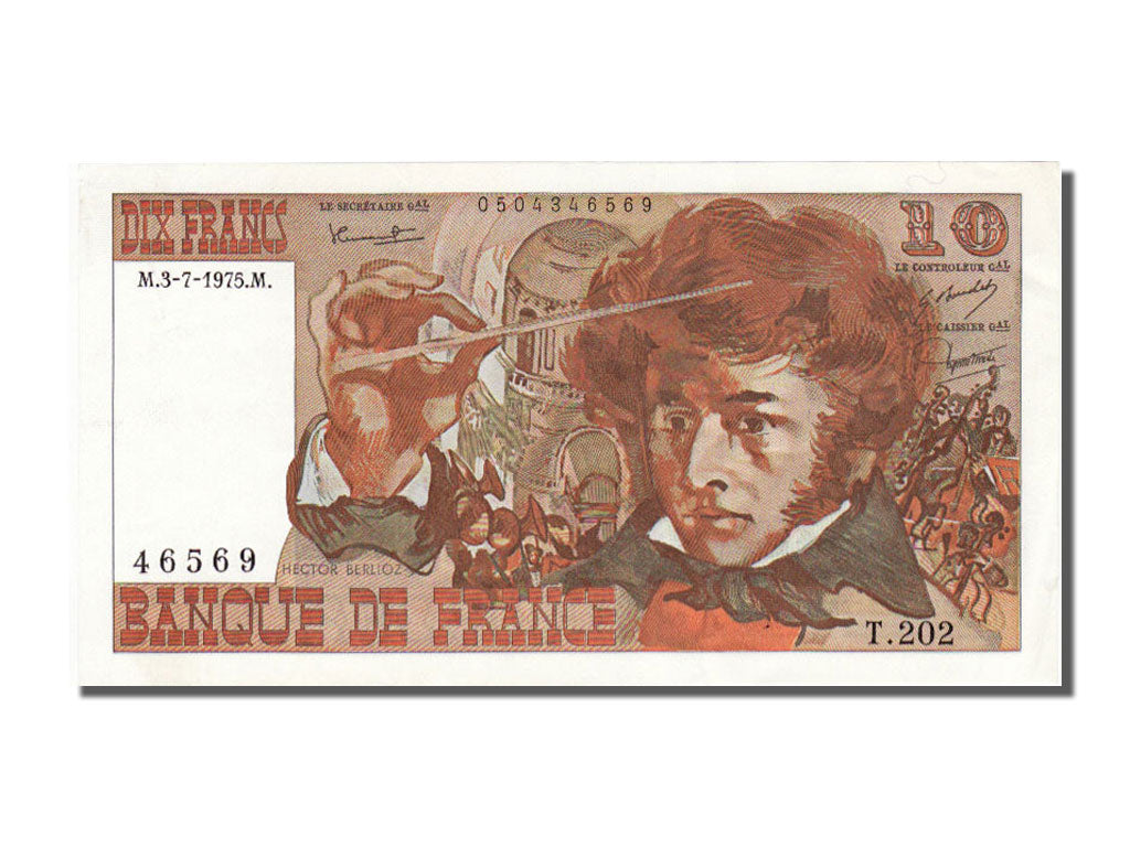 Banknote, France, 10 Francs, 10 F 1972-1978 ''Berlioz'', 1975, 1975-07-03