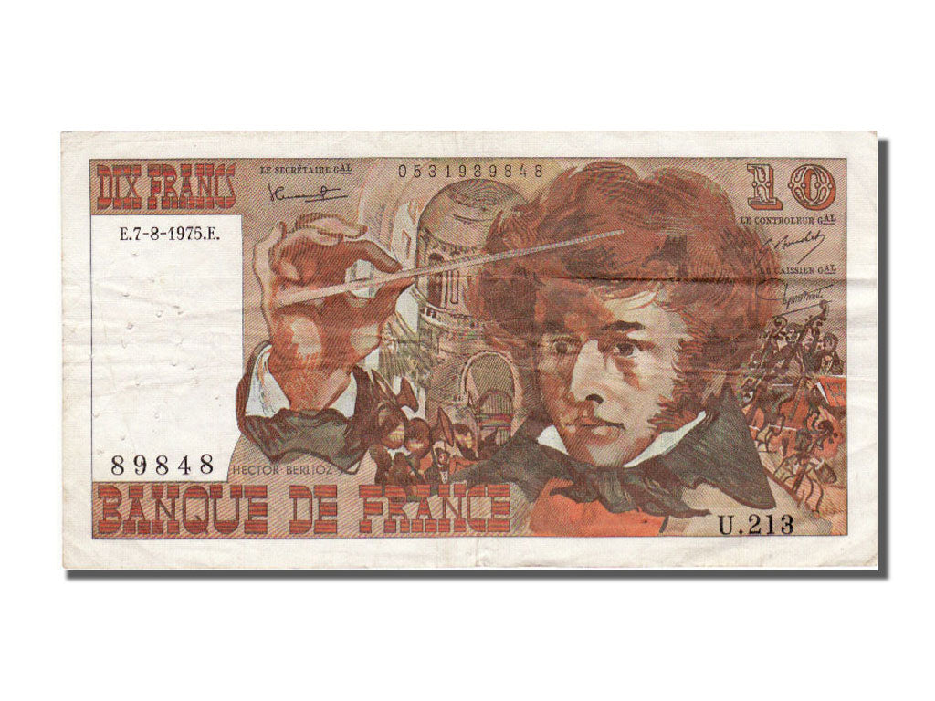 Geldschein, Frankreich, 10 Francs, 10 F 1972-1978 ''Berlioz'', 1975, 1975-08-07