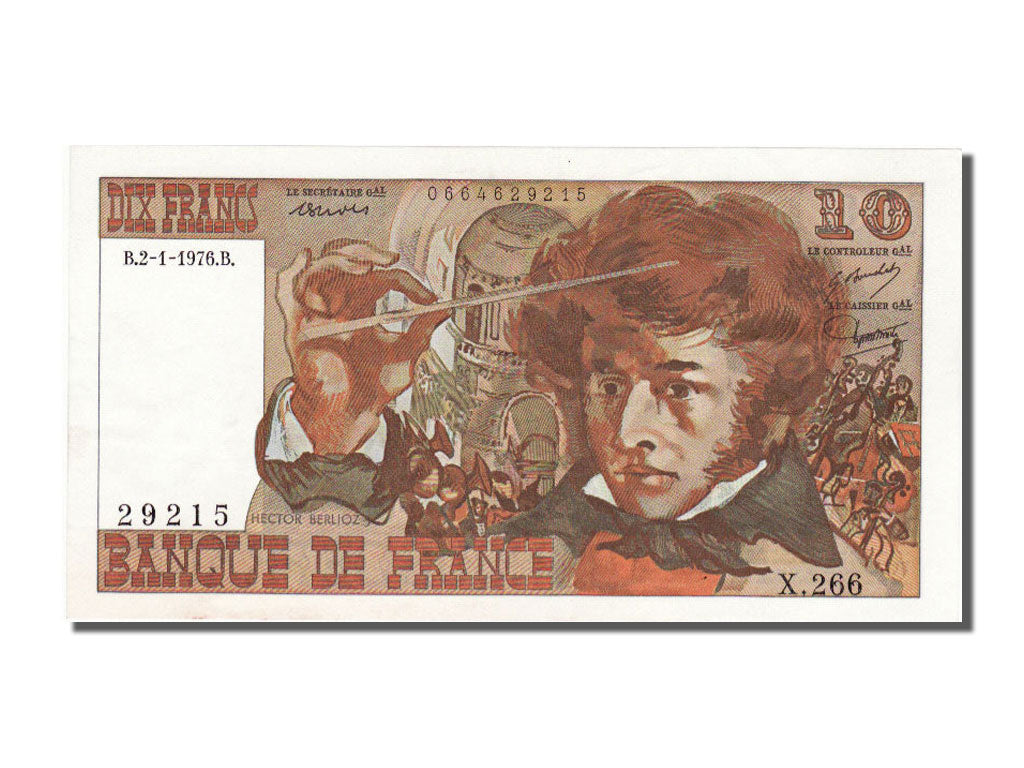 Geldschein, Frankreich, 10 Francs, 10 F 1972-1978 ''Berlioz'', 1976, 1976-01-02