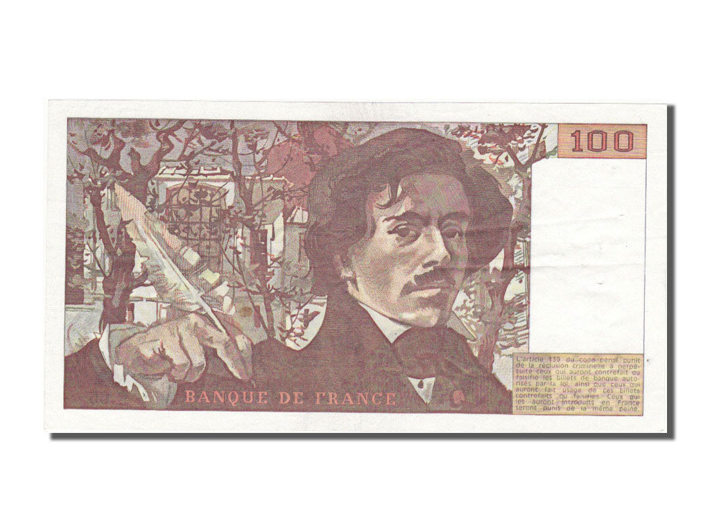 Banknot, Francja, 100 Francs, Delacroix, 1983, AU(55-58), Fayette:69.7, KM:154b