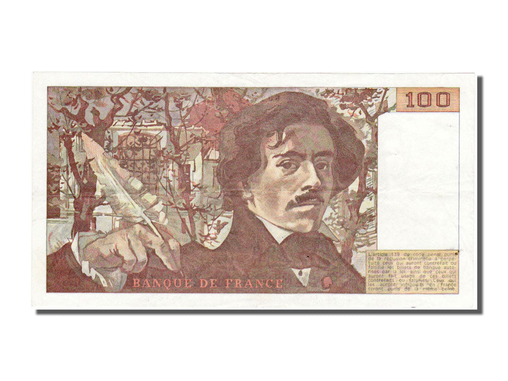 Banknote, France, 100 Francs, 100 F 1978-1995 ''Delacroix'', 1991, AU(55-58)