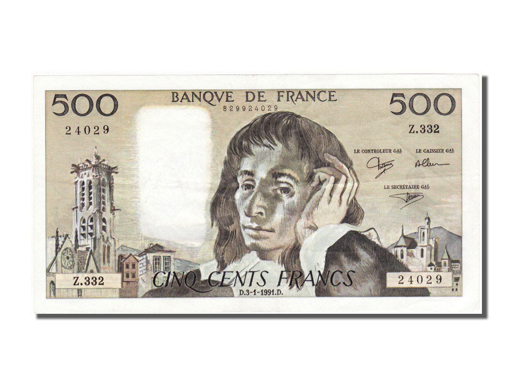 Billet, France, 500 Francs, 500 F 1968-1993 ''Pascal'', 1991, 1991-01-03, SUP+
