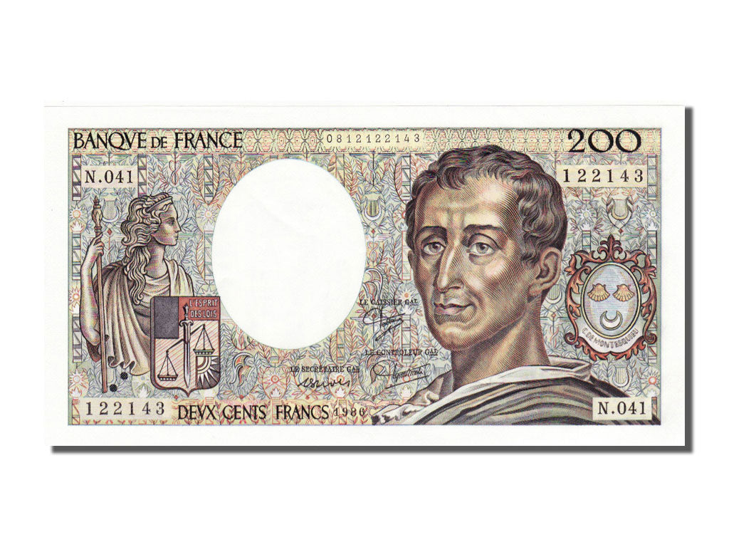 Banknote, France, 200 Francs, 200 F 1981-1994 ''Montesquieu'', 1986, UNC(65-70)