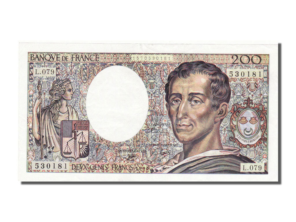 Banknote, France, 200 Francs, 200 F 1981-1994 ''Montesquieu'', 1990, UNC(60-62)