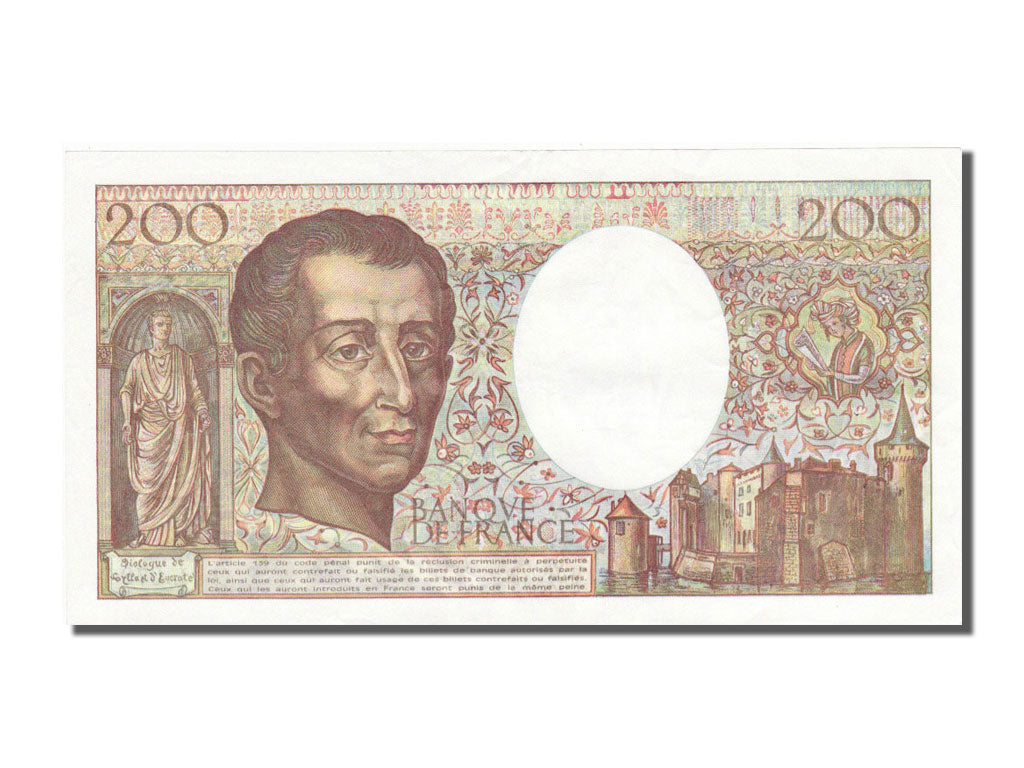 Banknote, France, 200 Francs, 200 F 1981-1994 ''Montesquieu'', 1990, UNC(60-62)