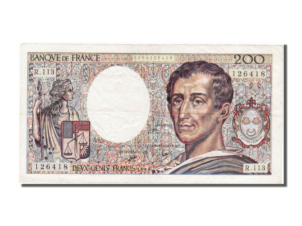 Banknote, France, 200 Francs, 200 F 1981-1994 ''Montesquieu'', 1990, EF(40-45)