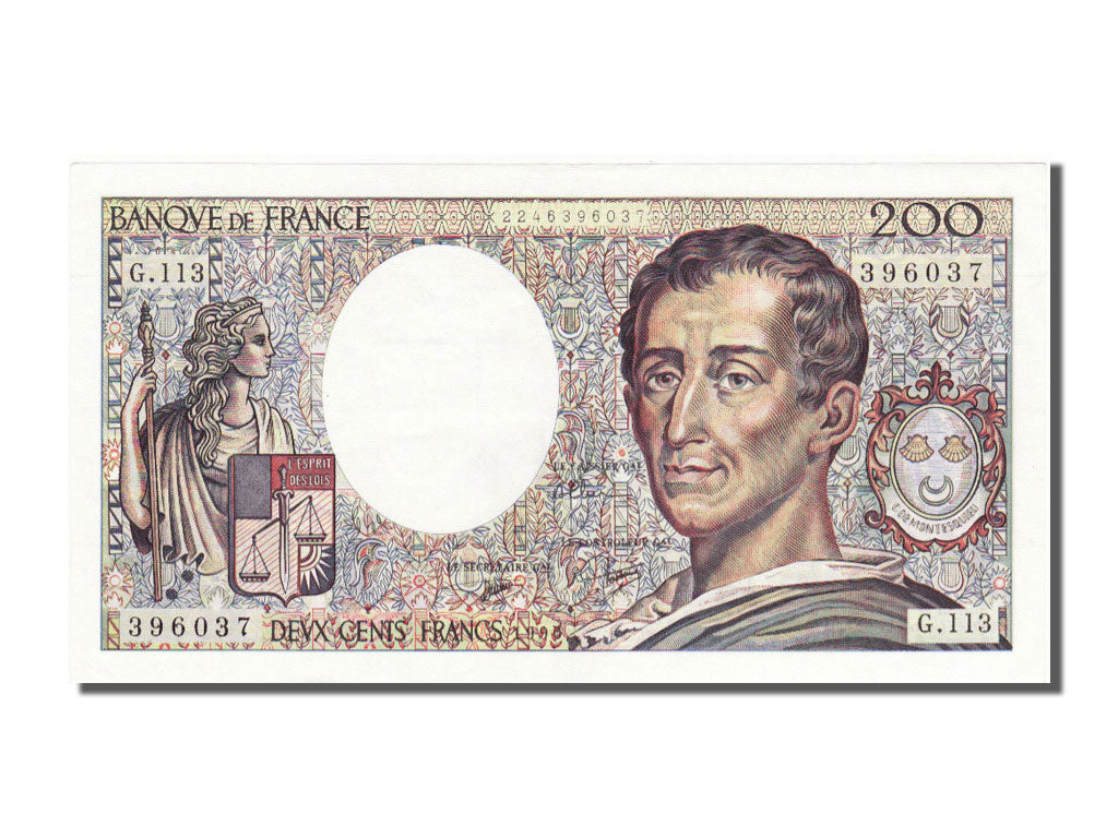 Banknote, France, 200 Francs, 200 F 1981-1994 ''Montesquieu'', 1990, UNC(63)