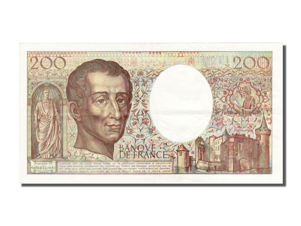 Banknote, France, 200 Francs, 200 F 1981-1994 ''Montesquieu'', 1992, AU(55-58)