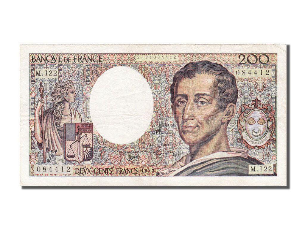 Banknote, France, 200 Francs, 200 F 1981-1994 ''Montesquieu'', 1992, AU(50-53)