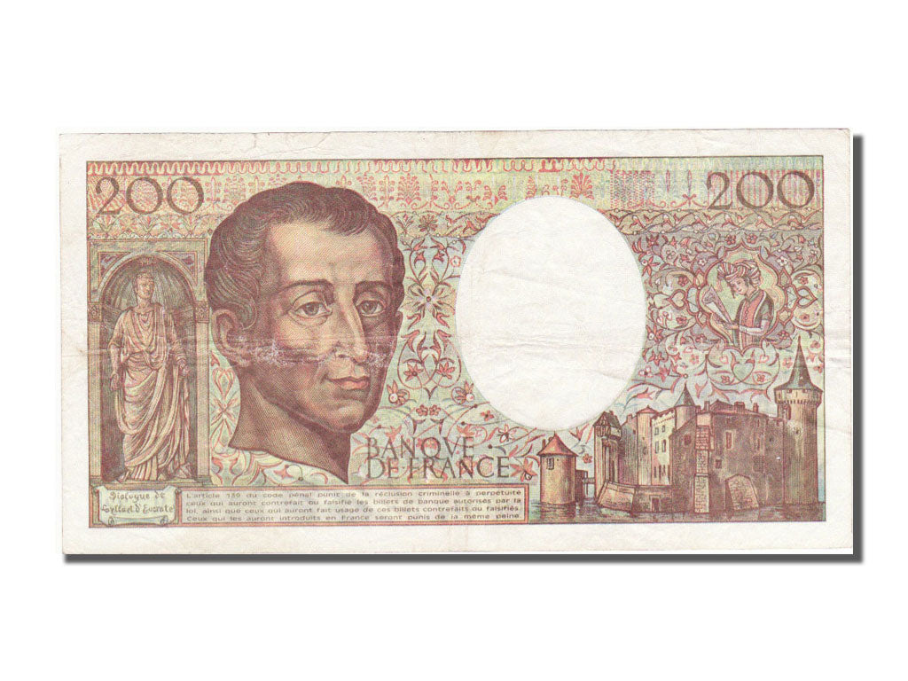Banknote, France, 200 Francs, 200 F 1981-1994 ''Montesquieu'', 1992, AU(50-53)