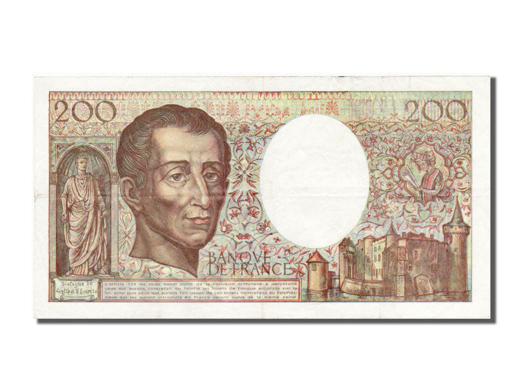 Banknote, France, 200 Francs, 200 F 1981-1994 ''Montesquieu'', 1992, AU(55-58)