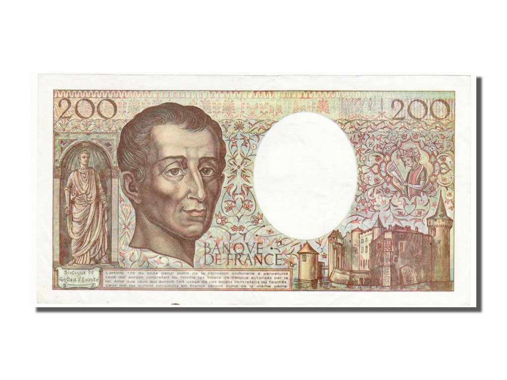 Banknote, France, 200 Francs, 200 F 1981-1994 ''Montesquieu'', 1992, UNC(60-62)
