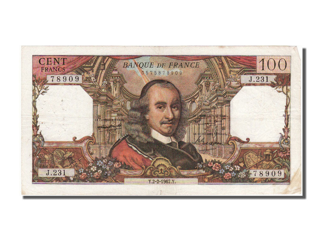 Banknot, Francja, 100 Francs, Corneille, 1967, 1967-02-02, VF(30-35)