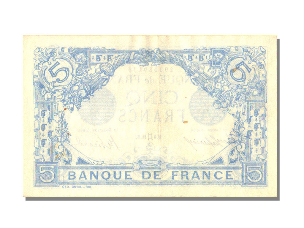 France, 5 Francs, 5 F 1912-1917 ''Bleu'', 1916, KM #70, 1916-05-06, UNC(60-62),.