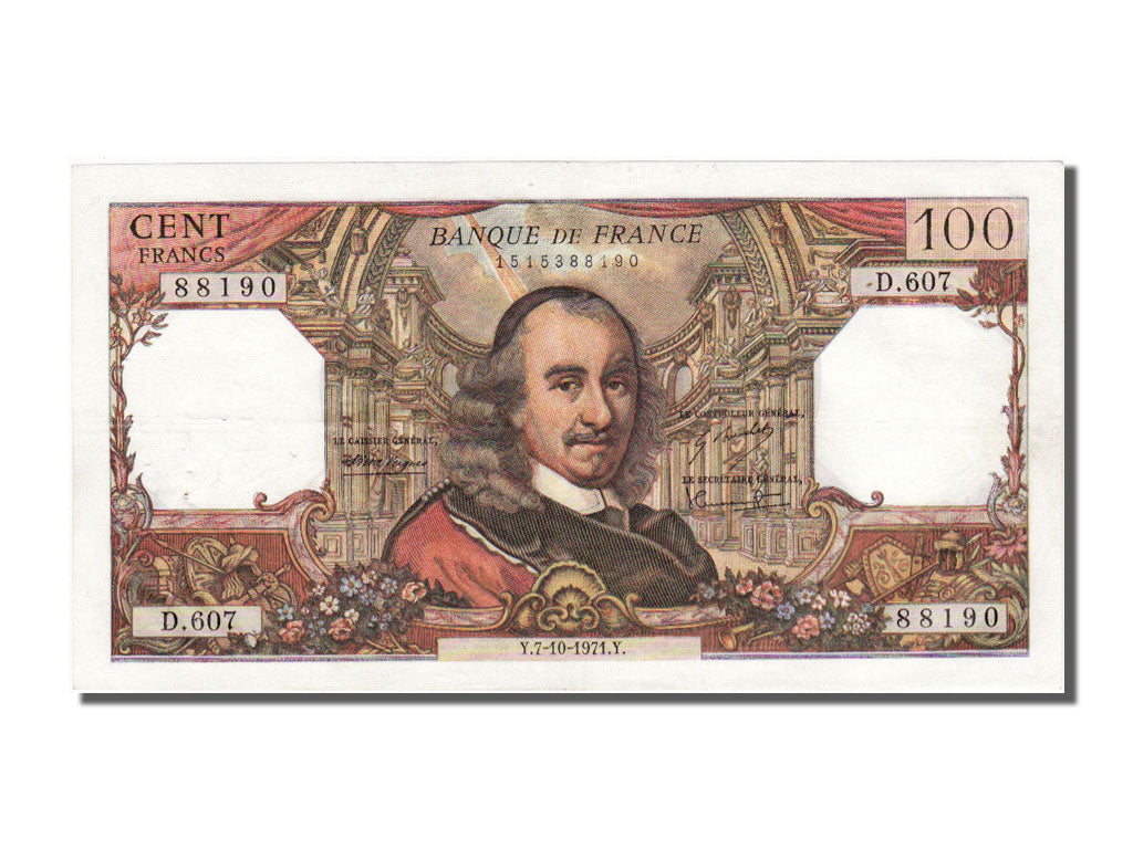 Geldschein, Frankreich, 100 Francs, 100 F 1964-1979 ''Corneille'', 1971