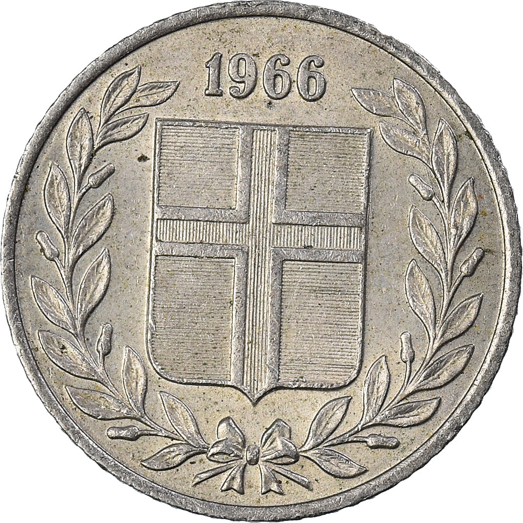 Munten, IJsland, 25 Aurar, 1966