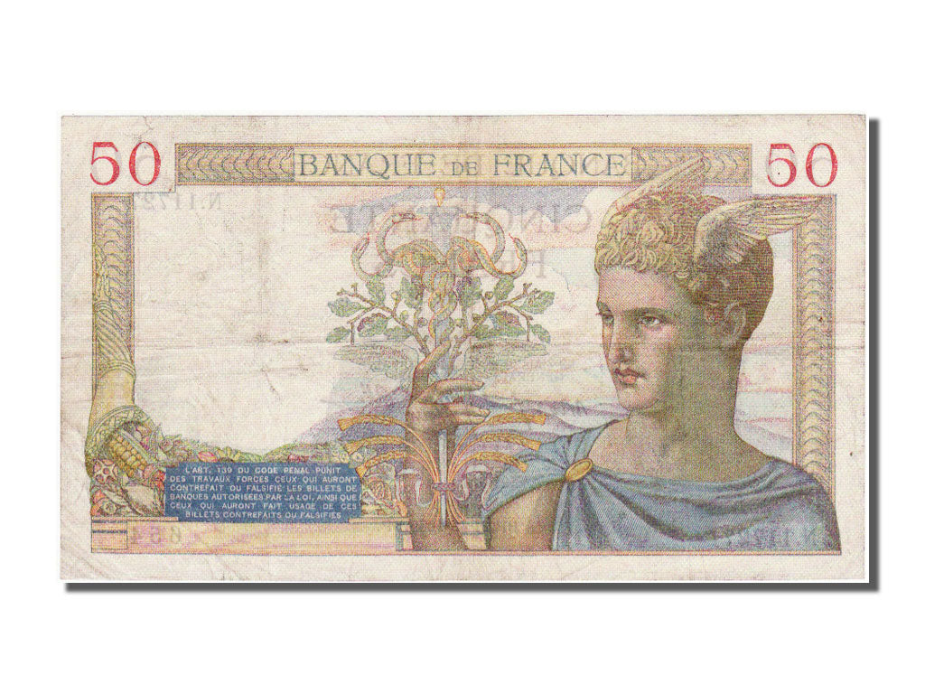 Banknot, Francja, 50 Francs, Cérès, 1939, 1939-12-21, EF(40-45)