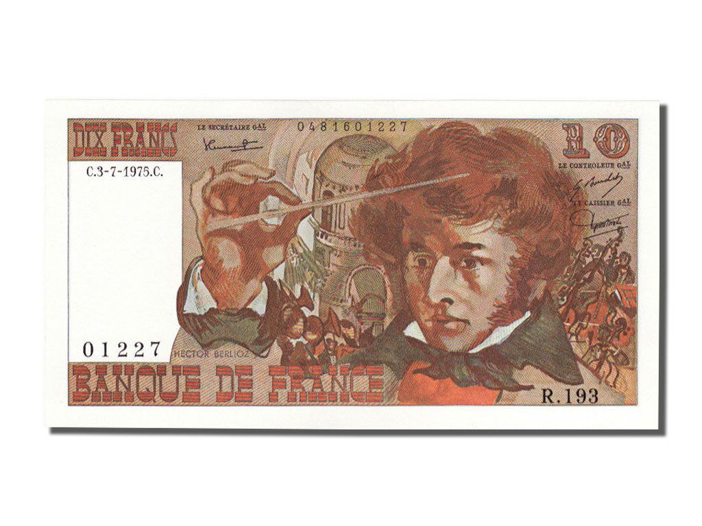 Banknote, France, 10 Francs, 10 F 1972-1978 ''Berlioz'', 1975, 1975-07-03
