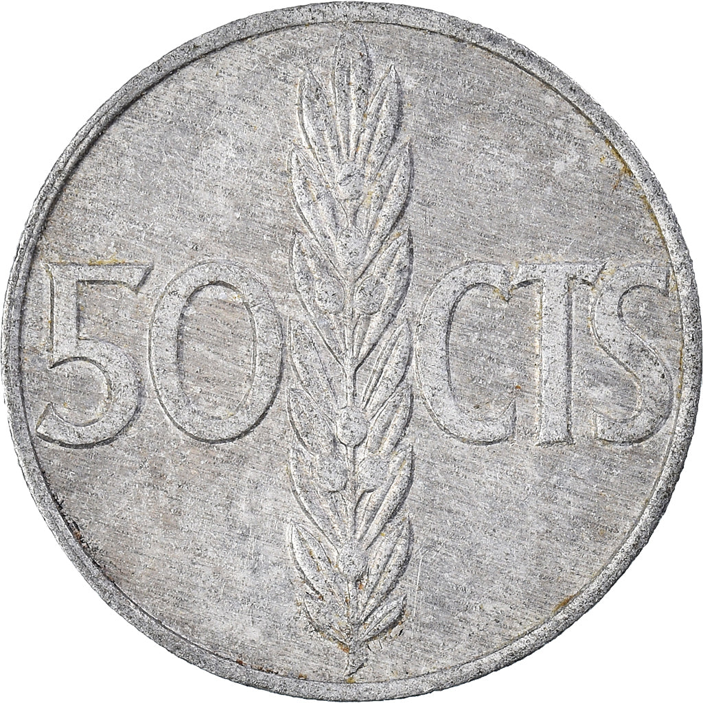 Moeda, Espanha, 50 Centimos, Undated (1966)