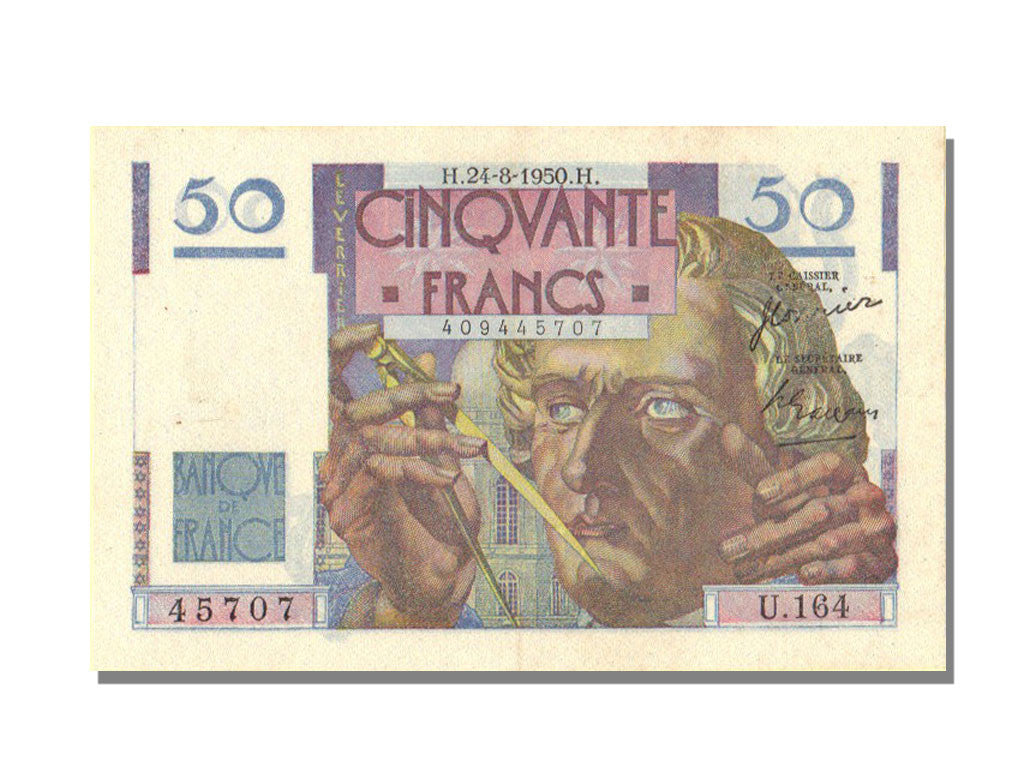 Banknote, France, 50 Francs, 50 F 1946-1951 ''Le Verrier'', 1950, 1950-08-24