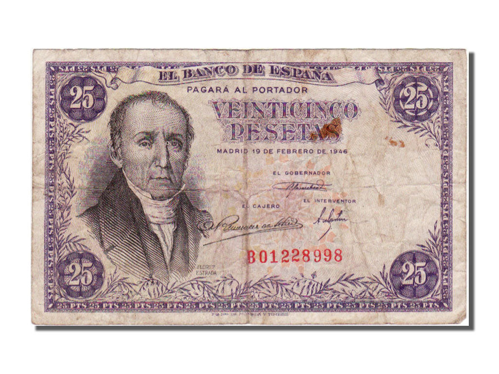 Geldschein, Spanien, 25 Pesetas, 1946, 1946-02-19, S+