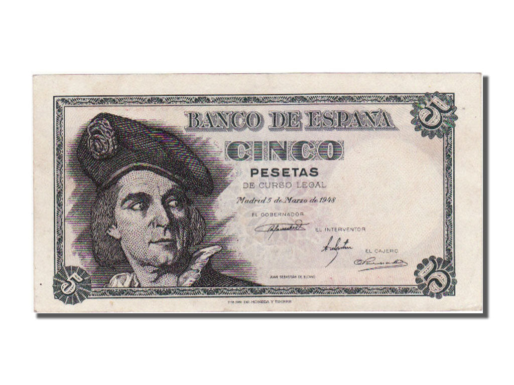 Banknote, Spain, 5 Pesetas, 1948, 1948-03-05, UNC(60-62)