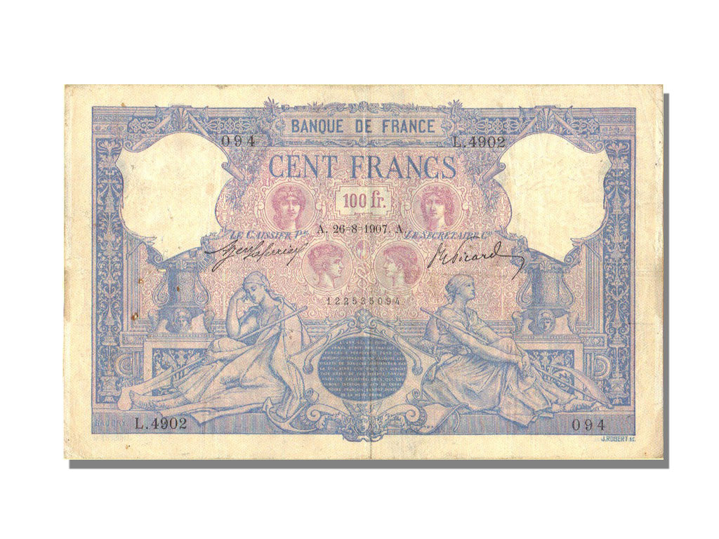 Banconote, Francia, 100 Francs, 100 F 1888-1909 ''Bleu et Rose'', 1907