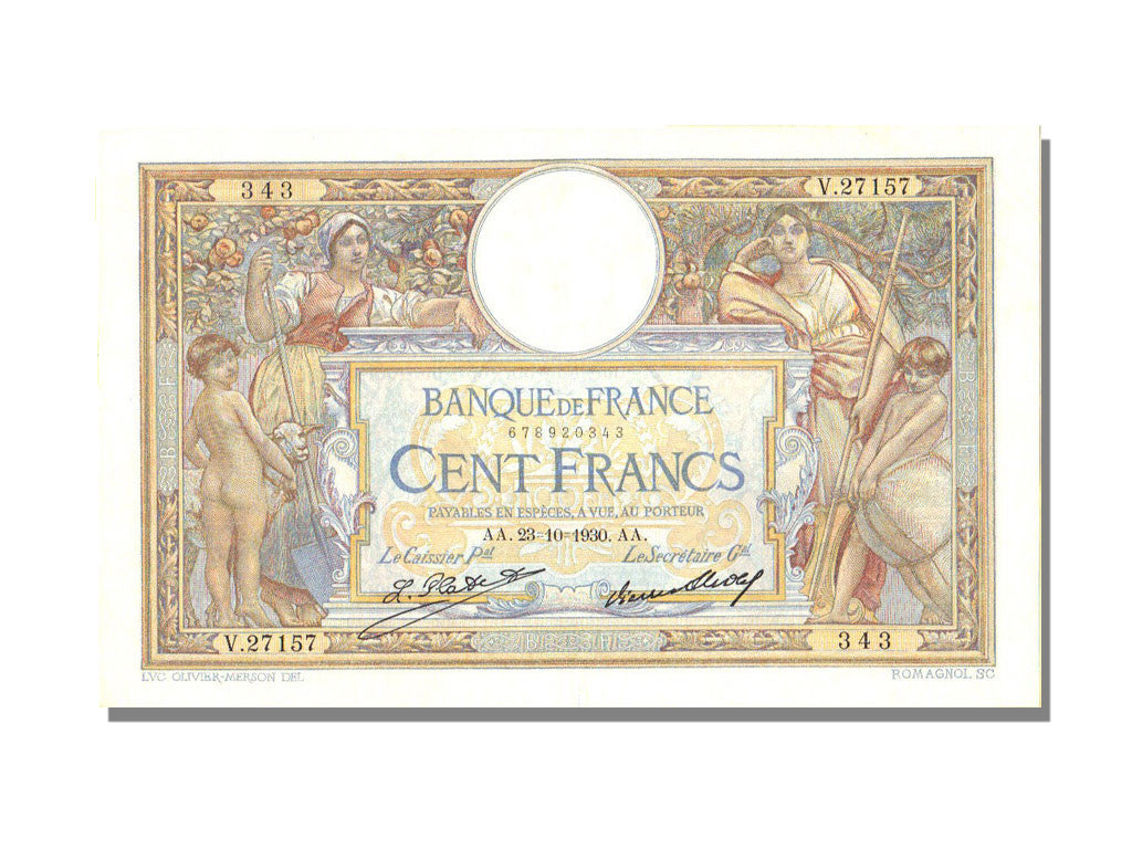 Billet, France, 100 Francs, 100 F 1908-1939 ''Luc Olivier Merson'', 1930