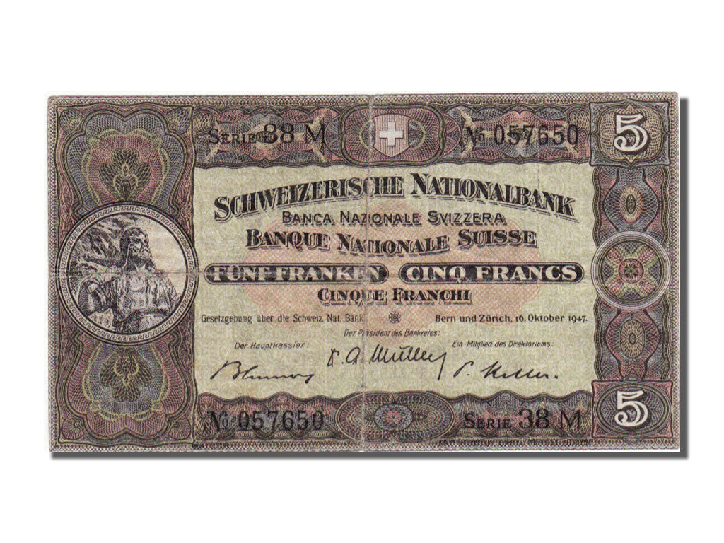 Banknote, Switzerland, 5 Franken, 1947, 1947-10-16, EF(40-45)