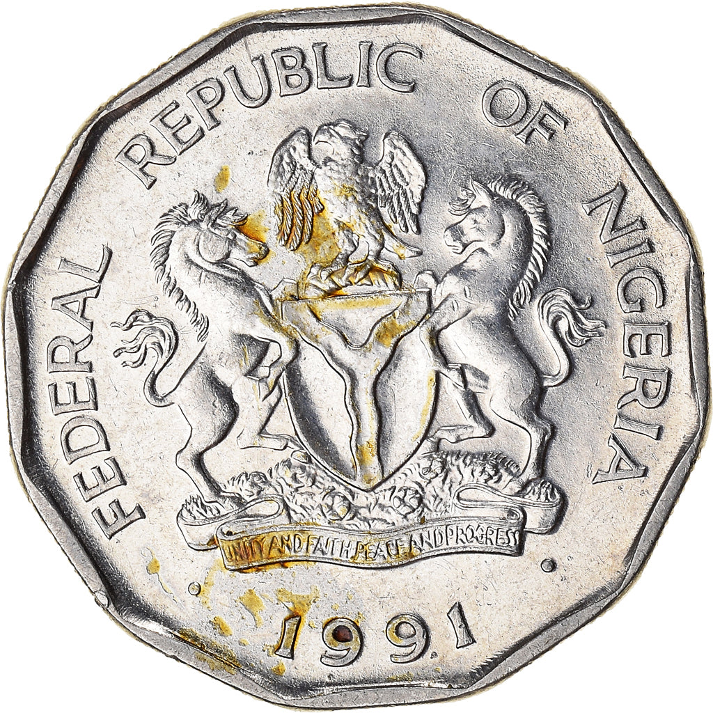 Monnaie, Nigéria, 50 Kobo, 1991