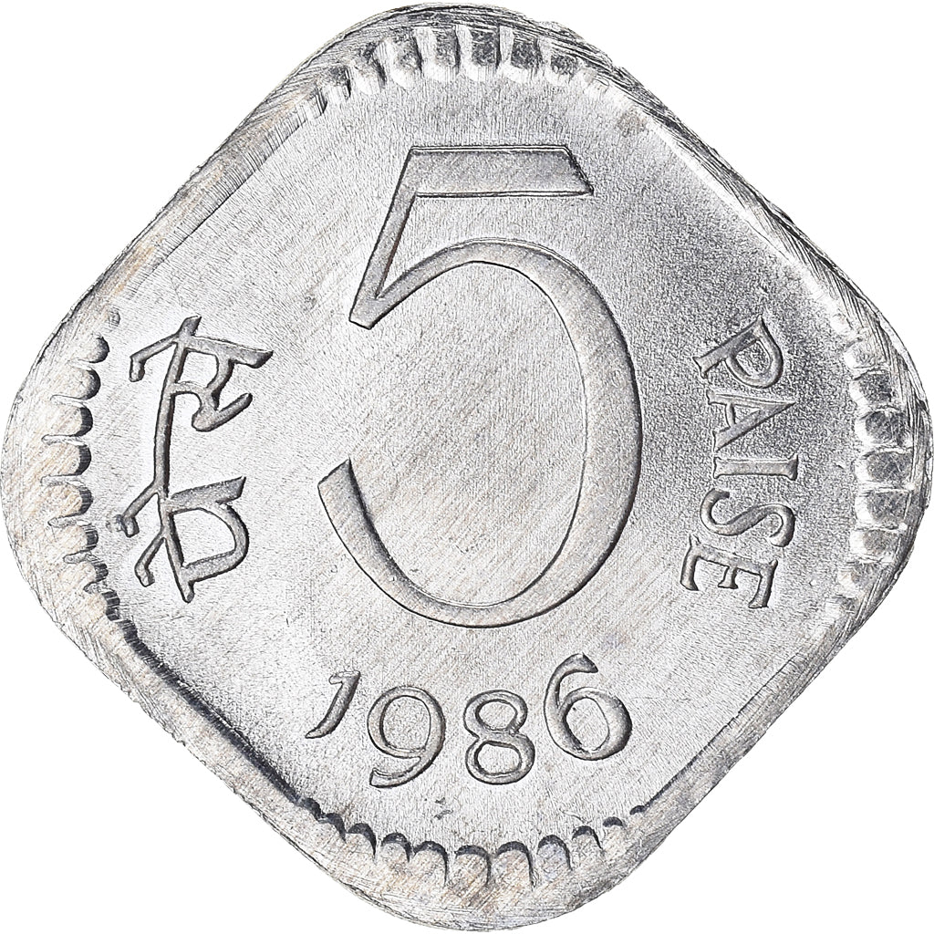 Moeda, ÍNDIA - REPÚBLICA, 5 Paise, 1986
