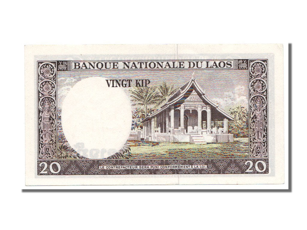 Biljet, Laos, 20 Kip, 1963, NIEUW