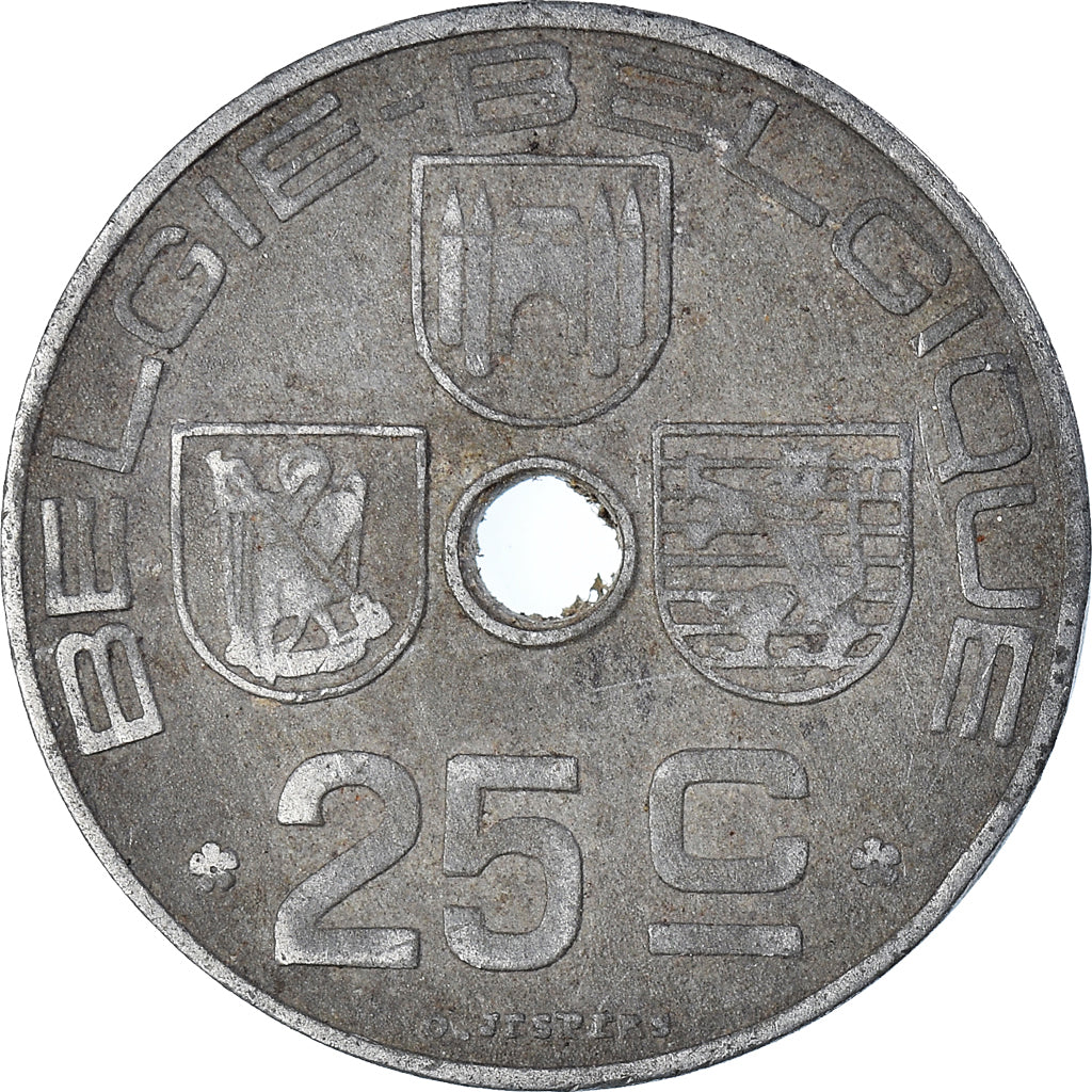 Coin, Belgium, 25 Centimes, 1945