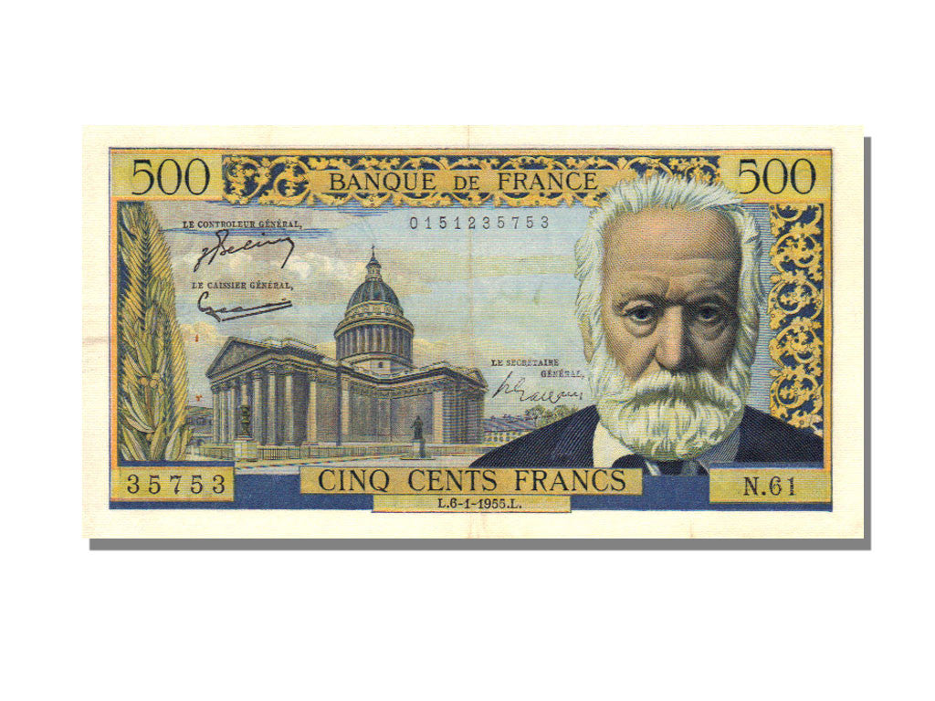 Banconote, Francia, 500 Francs, 500 F 1954-1958 ''Victor Hugo'', 1955