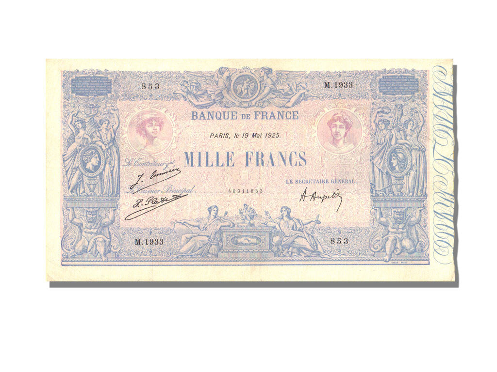 Banknote, France, 1000 Francs, 1 000 F 1889-1926 ''Bleu et Rose'', 1925