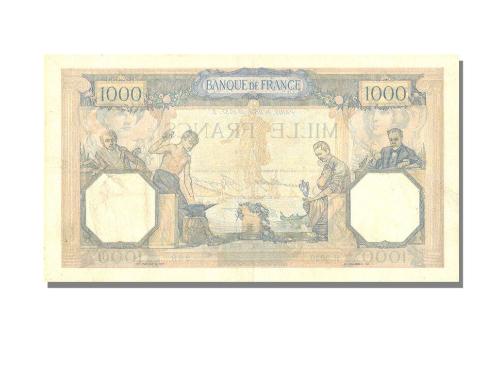 Banknote, France, 500 Francs, 1 000 F 1927-1940 ''Cérès et Mercure'', 1937