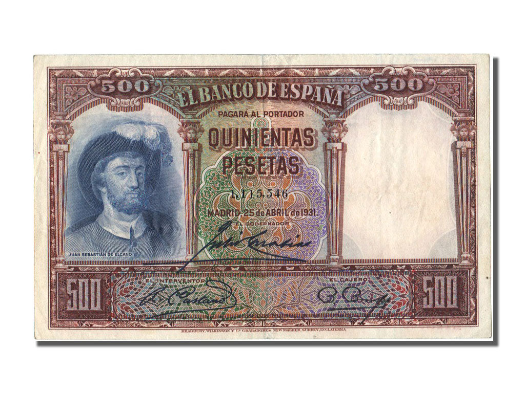 Banknot, Hiszpania, 500 Pesetas, 1931, 1931-04-25, KM:84, AU(50-53)