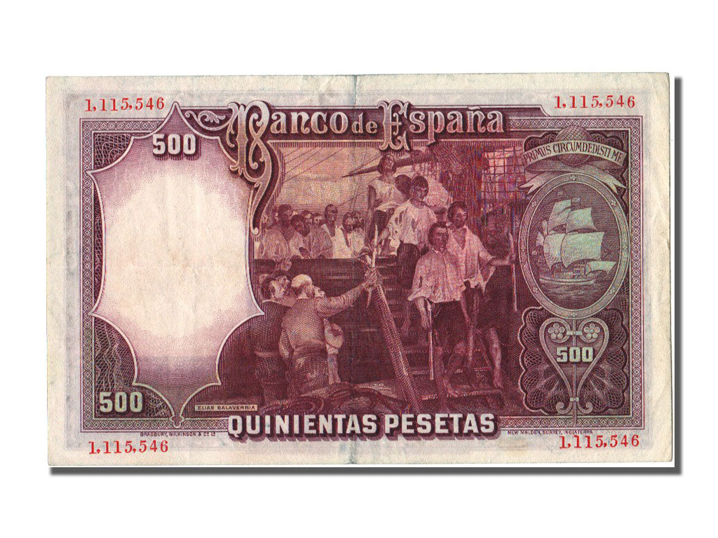 Banknot, Hiszpania, 500 Pesetas, 1931, 1931-04-25, KM:84, AU(50-53)